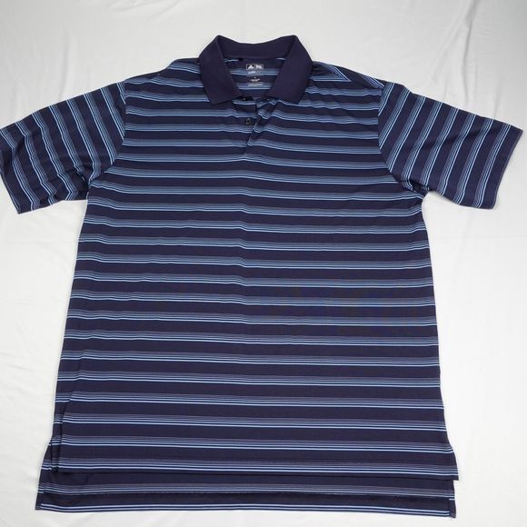 adidas Other - Adidas Climalite Golf Polo Shirt Men's Large Blue Pullover Striped Short Sleeves